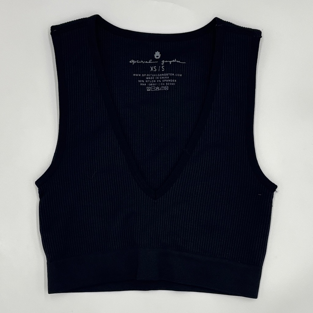 Spiritual Gangster Deep Plunge V-Neck Crop Top